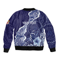 Fiji Queen Victoria School Personalised Sleeve Zip Bomber Jacket Masi Tapa Torn Style LT7 - Polynesian Pride