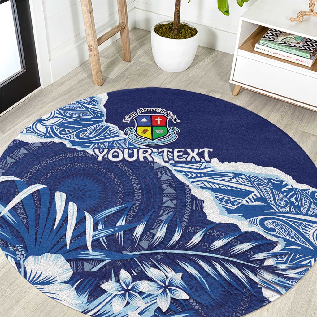 Fiji Lelean Memorial School Personalised Round Carpet Korodredre Davuilevu Masi Mix Style LT7 Blue - Polynesian Pride