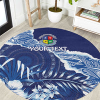 Fiji Lelean Memorial School Personalised Round Carpet Korodredre Davuilevu Masi Mix Style LT7 Blue - Polynesian Pride