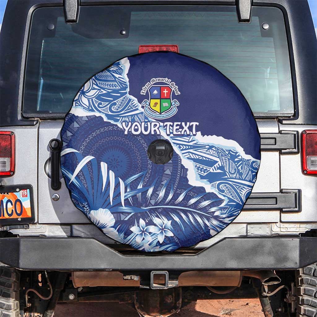 Fiji Lelean Memorial School Personalised Spare Tire Cover Korodredre Davuilevu Masi Mix Style LT7 Blue - Polynesian Pride