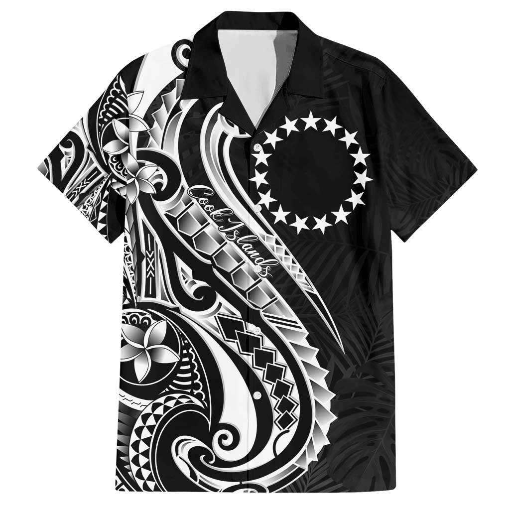 Kia Orana Cook Islands Hawaiian Shirt Kerekere Plumeria Tropical Waves LT7 Black - Polynesian Pride