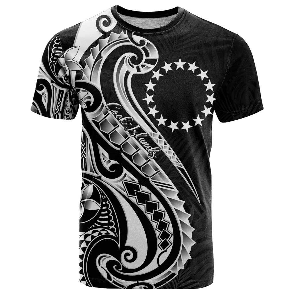 Kia Orana Cook Islands T Shirt Kerekere Plumeria Tropical Waves LT7 Black - Polynesian Pride