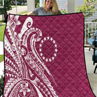 Kia Orana Cook Islands Quilt Maroon Plumeria Tropical Waves LT7 Maroon - Polynesian Pride