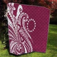 Kia Orana Cook Islands Quilt Maroon Plumeria Tropical Waves LT7 - Polynesian Pride