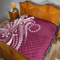 Kia Orana Cook Islands Quilt Maroon Plumeria Tropical Waves LT7 - Polynesian Pride