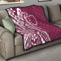 Kia Orana Cook Islands Quilt Maroon Plumeria Tropical Waves LT7 - Polynesian Pride