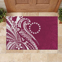 Kia Orana Cook Islands Rubber Doormat Maroon Plumeria Tropical Waves LT7 Maroon - Polynesian Pride