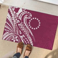Kia Orana Cook Islands Rubber Doormat Maroon Plumeria Tropical Waves LT7 - Polynesian Pride