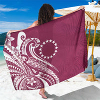 Kia Orana Cook Islands Sarong Maroon Plumeria Tropical Waves LT7 One Size 44 x 66 inches Maroon - Polynesian Pride