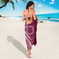 Kia Orana Cook Islands Sarong Maroon Plumeria Tropical Waves LT7 - Polynesian Pride