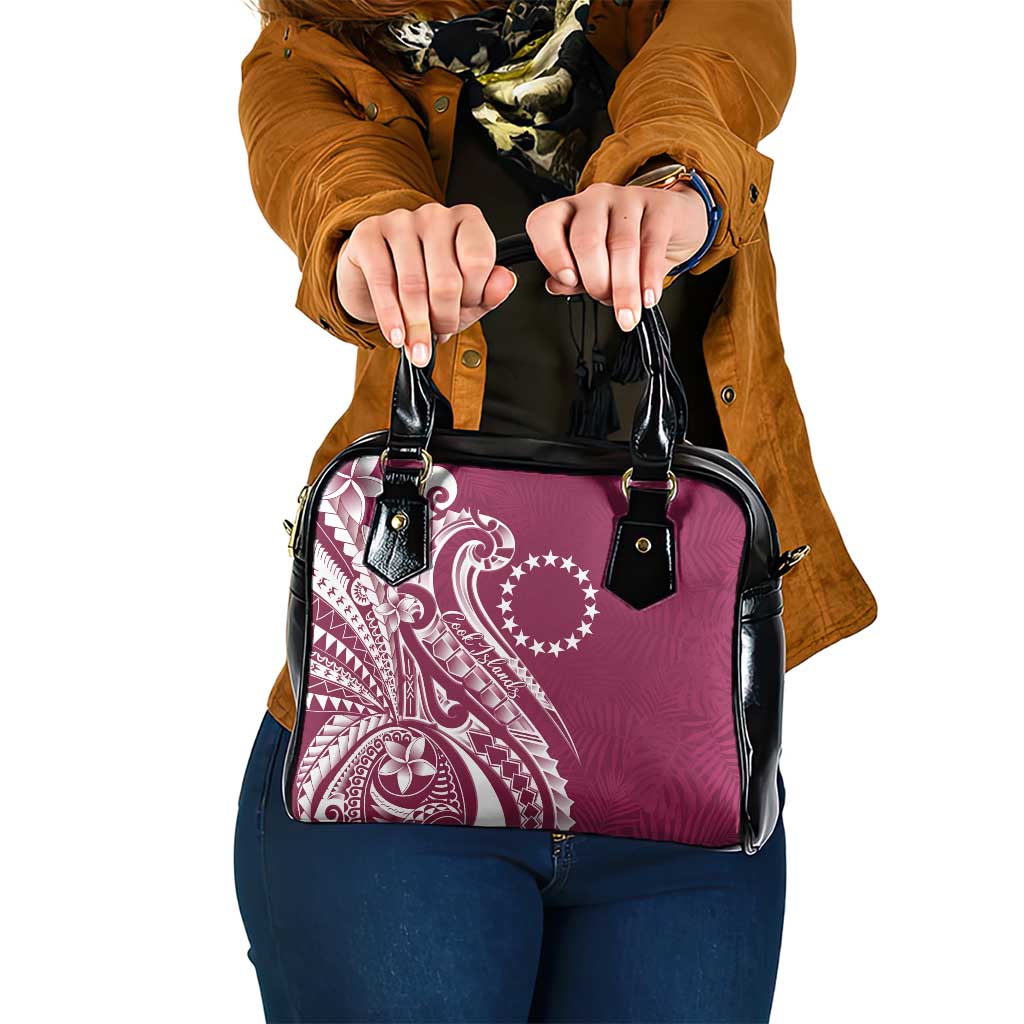 Kia Orana Cook Islands Shoulder Handbag Maroon Plumeria Tropical Waves LT7 One Size Maroon - Polynesian Pride