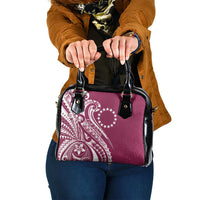 Kia Orana Cook Islands Shoulder Handbag Maroon Plumeria Tropical Waves LT7 One Size Maroon - Polynesian Pride