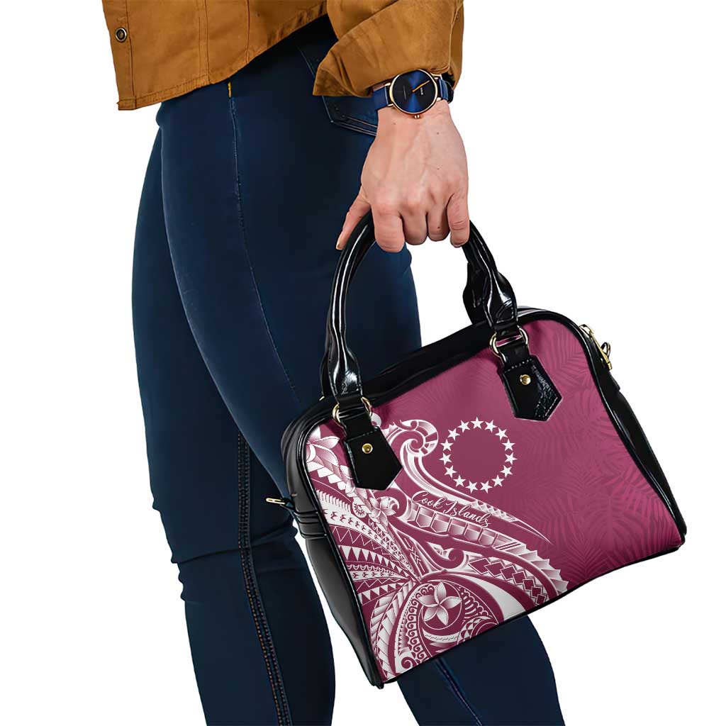 Kia Orana Cook Islands Shoulder Handbag Maroon Plumeria Tropical Waves LT7 - Polynesian Pride