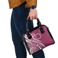 Kia Orana Cook Islands Shoulder Handbag Maroon Plumeria Tropical Waves LT7 - Polynesian Pride