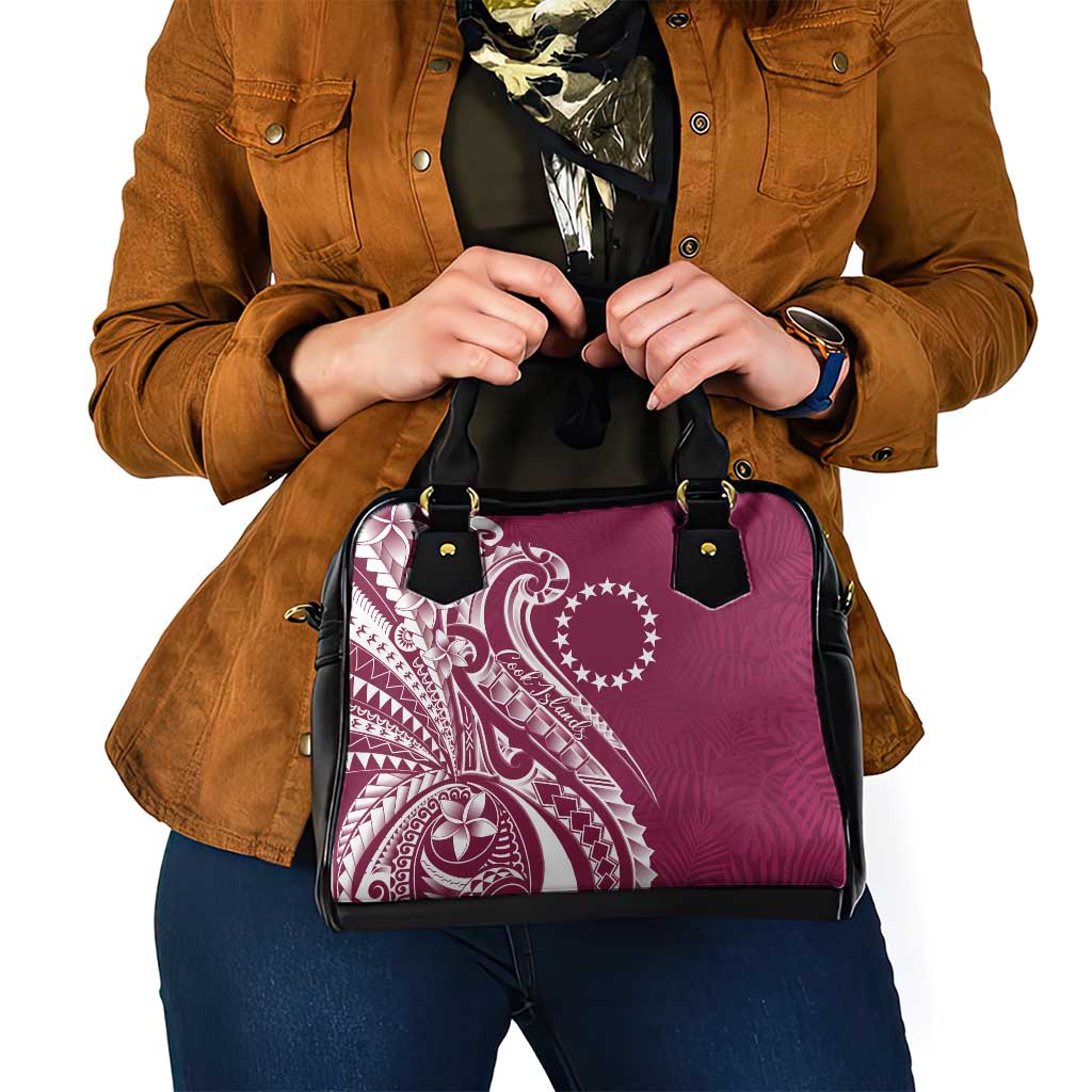 Kia Orana Cook Islands Shoulder Handbag Maroon Plumeria Tropical Waves LT7 - Polynesian Pride