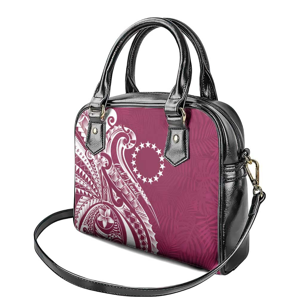 Kia Orana Cook Islands Shoulder Handbag Maroon Plumeria Tropical Waves LT7 - Polynesian Pride
