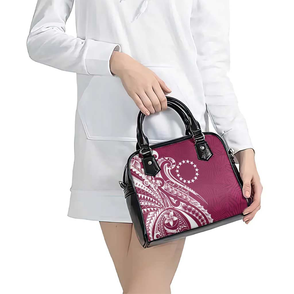 Kia Orana Cook Islands Shoulder Handbag Maroon Plumeria Tropical Waves LT7 - Polynesian Pride