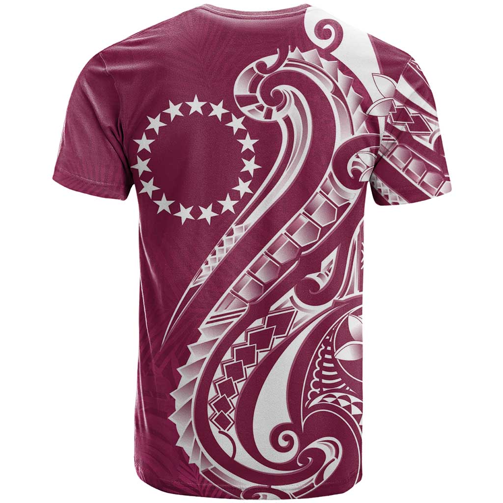 Kia Orana Cook Islands T Shirt Maroon Plumeria Tropical Waves LT7 - Polynesian Pride
