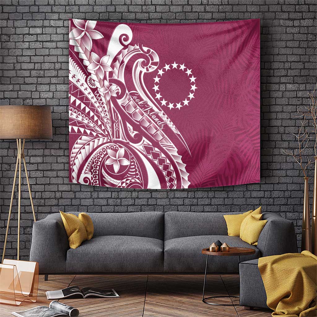 Kia Orana Cook Islands Tapestry Maroon Plumeria Tropical Waves LT7 Maroon - Polynesian Pride