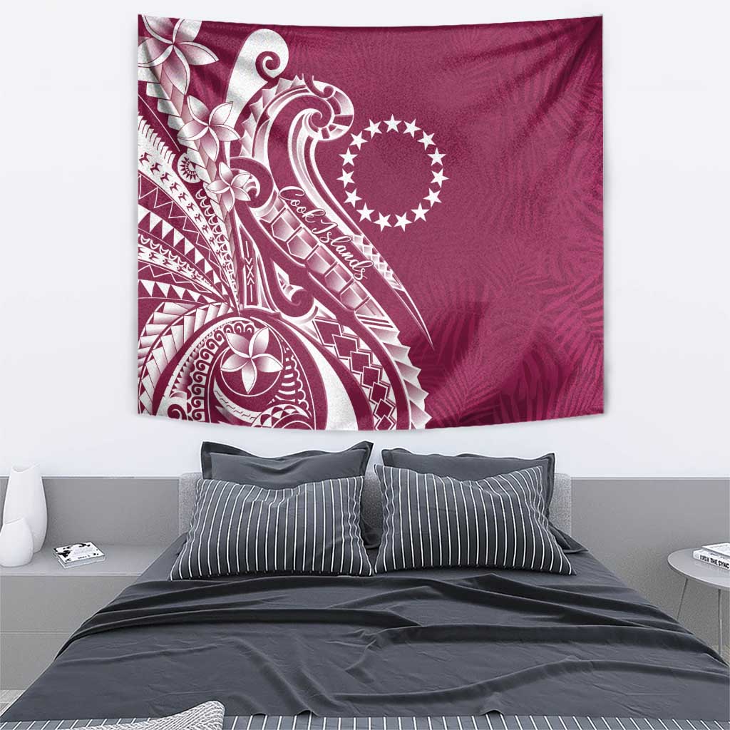 Kia Orana Cook Islands Tapestry Maroon Plumeria Tropical Waves LT7 - Polynesian Pride