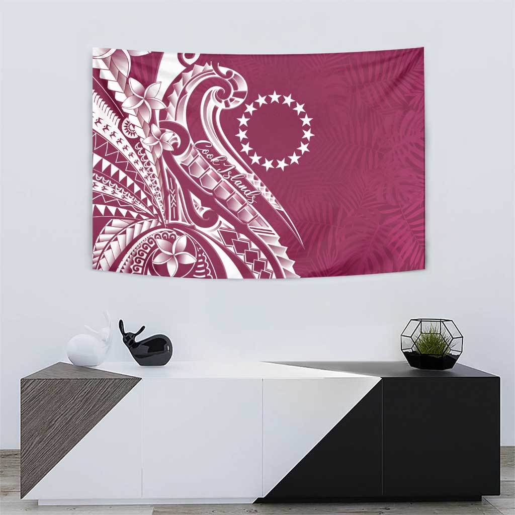 Kia Orana Cook Islands Tapestry Maroon Plumeria Tropical Waves LT7 - Polynesian Pride
