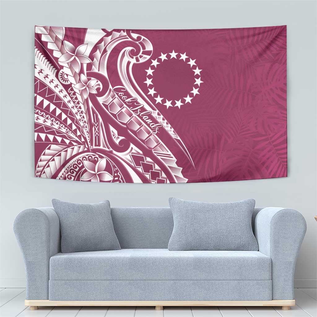 Kia Orana Cook Islands Tapestry Maroon Plumeria Tropical Waves LT7 - Polynesian Pride