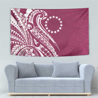 Kia Orana Cook Islands Tapestry Maroon Plumeria Tropical Waves LT7 - Polynesian Pride