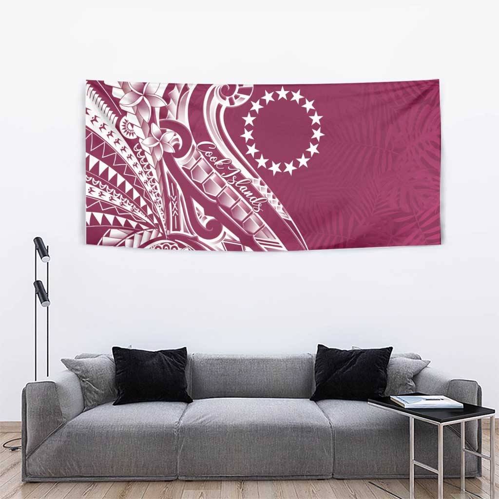 Kia Orana Cook Islands Tapestry Maroon Plumeria Tropical Waves LT7 - Polynesian Pride