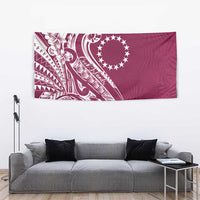 Kia Orana Cook Islands Tapestry Maroon Plumeria Tropical Waves LT7 - Polynesian Pride