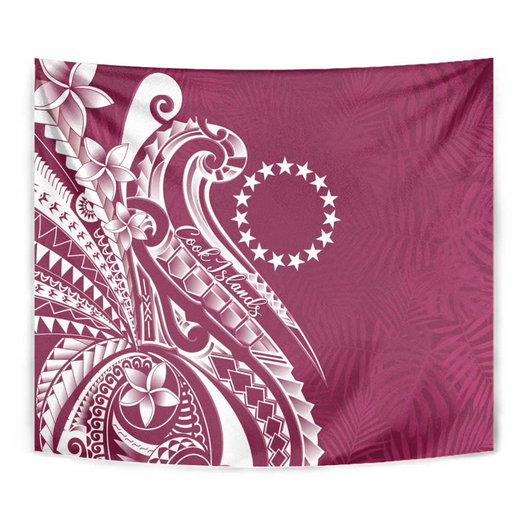 Kia Orana Cook Islands Tapestry Maroon Plumeria Tropical Waves LT7 - Polynesian Pride