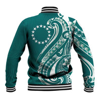Kia Orana Cook Islands Baseball Jacket Teal Plumeria Tropical Waves LT7 - Polynesian Pride