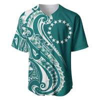 Kia Orana Cook Islands Baseball Jersey Teal Plumeria Tropical Waves LT7 Teal - Polynesian Pride