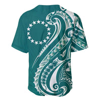 Kia Orana Cook Islands Baseball Jersey Teal Plumeria Tropical Waves LT7 - Polynesian Pride