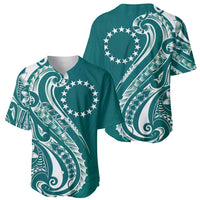 Kia Orana Cook Islands Baseball Jersey Teal Plumeria Tropical Waves LT7 - Polynesian Pride