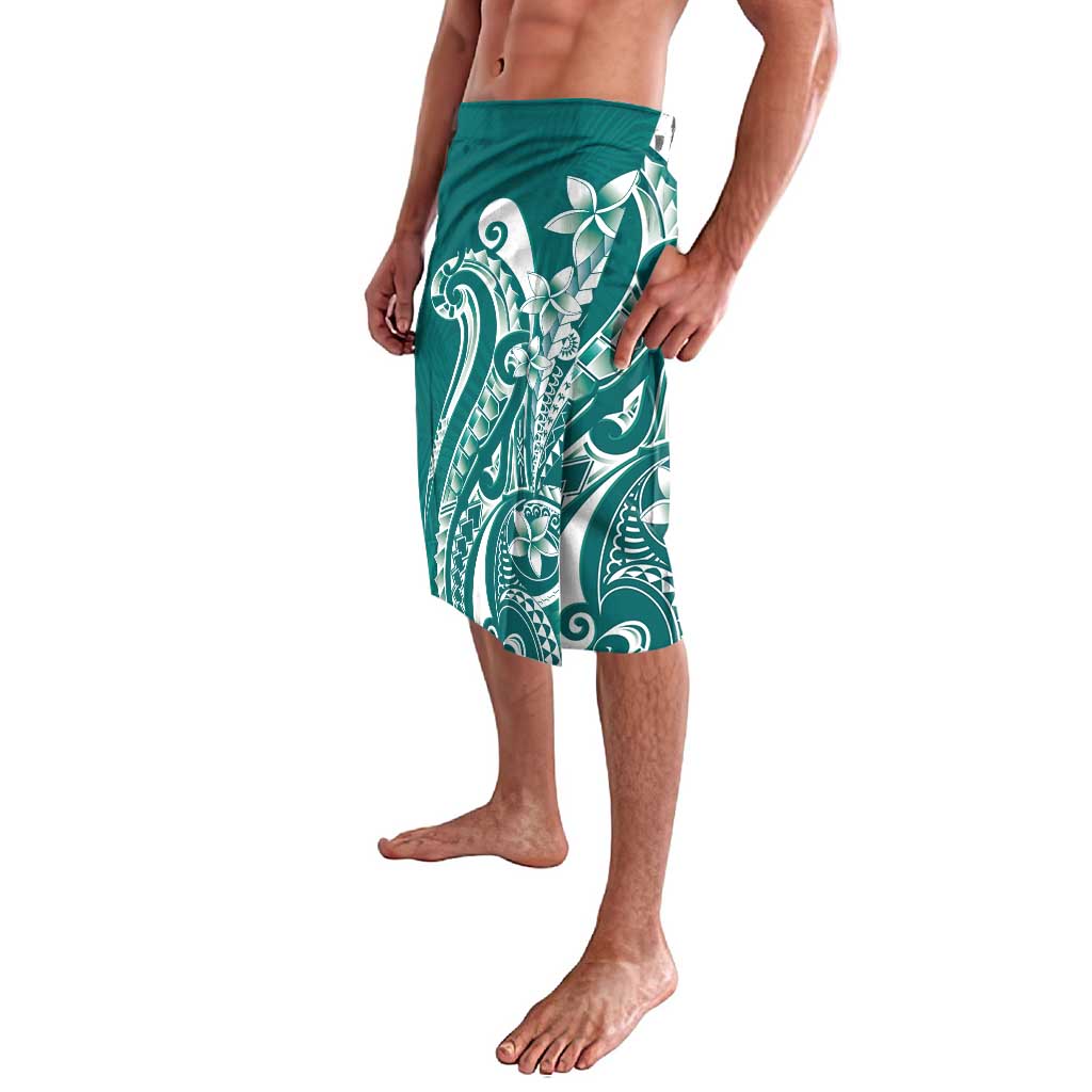 Kia Orana Cook Islands Lavalava Teal Plumeria Tropical Waves LT7 - Polynesian Pride