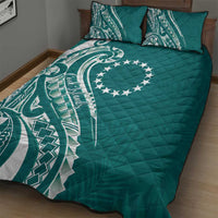 Kia Orana Cook Islands Quilt Bed Set Teal Plumeria Tropical Waves LT7 - Polynesian Pride