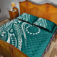 Kia Orana Cook Islands Quilt Bed Set Teal Plumeria Tropical Waves LT7 - Polynesian Pride