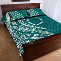 Kia Orana Cook Islands Quilt Bed Set Teal Plumeria Tropical Waves LT7 - Polynesian Pride