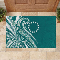 Kia Orana Cook Islands Rubber Doormat Teal Plumeria Tropical Waves LT7 Teal - Polynesian Pride