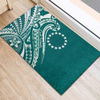 Kia Orana Cook Islands Rubber Doormat Teal Plumeria Tropical Waves LT7 - Polynesian Pride