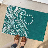 Kia Orana Cook Islands Rubber Doormat Teal Plumeria Tropical Waves LT7 - Polynesian Pride