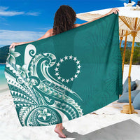 Kia Orana Cook Islands Sarong Teal Plumeria Tropical Waves LT7 One Size 44 x 66 inches Teal - Polynesian Pride