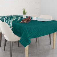 Kia Orana Cook Islands Tablecloth Teal Plumeria Tropical Waves LT7 - Polynesian Pride