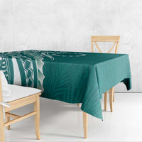 Kia Orana Cook Islands Tablecloth Teal Plumeria Tropical Waves LT7 - Polynesian Pride