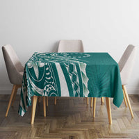 Kia Orana Cook Islands Tablecloth Teal Plumeria Tropical Waves LT7 - Polynesian Pride