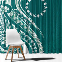 Kia Orana Cook Islands Window Curtain Teal Plumeria Tropical Waves LT7 - Polynesian Pride