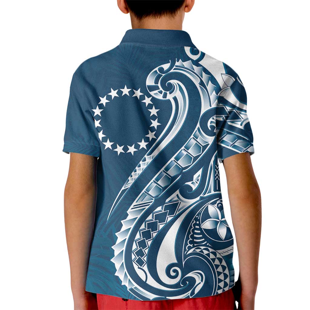 Kia Orana Cook Islands Kid Polo Shirt Auika Plumeria Tropical Waves LT7 - Polynesian Pride