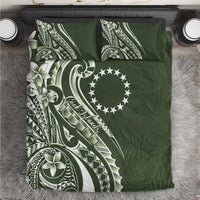 Kia Orana Cook Islands Bedding Set Matie Plumeria Tropical Waves LT7 Sage Green - Polynesian Pride
