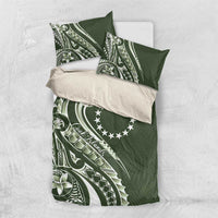 Kia Orana Cook Islands Bedding Set Matie Plumeria Tropical Waves LT7 US Twin 172cm x 218cm Sage Green - Polynesian Pride