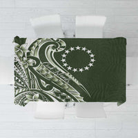 Kia Orana Cook Islands Tablecloth Matie Plumeria Tropical Waves LT7 Sage Green - Polynesian Pride